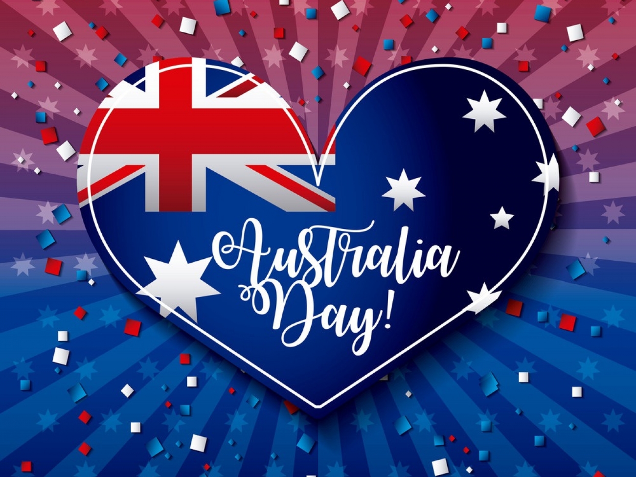 australia day heart flag confetti stripes background vector illustration