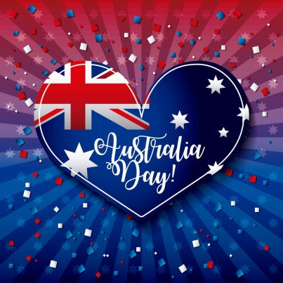 australia day heart flag confetti stripes background vector illustration